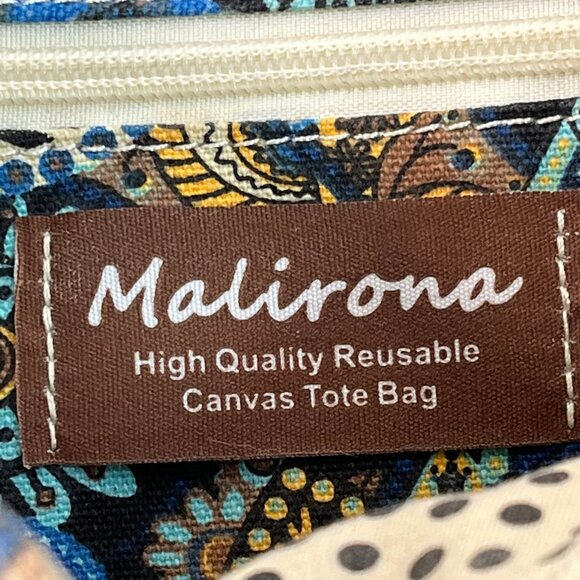 Malirona Canvas Floral Handbag Multi Pockets Women's High Quality Tote Blue - Picture 12 of 16